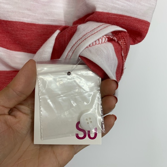 SO Burnout Pink & White Striped Shirt Button Up Tie Front New Size Small - Picture 10 of 15